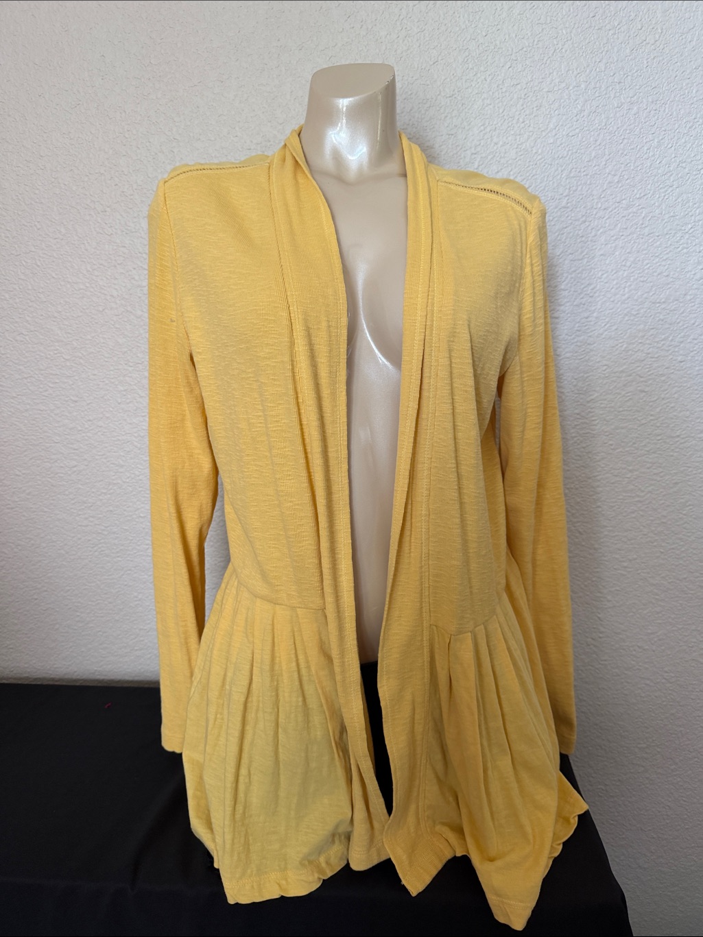 Logo By Lori Goldstein Pale Yellow Open-Front Cardigan